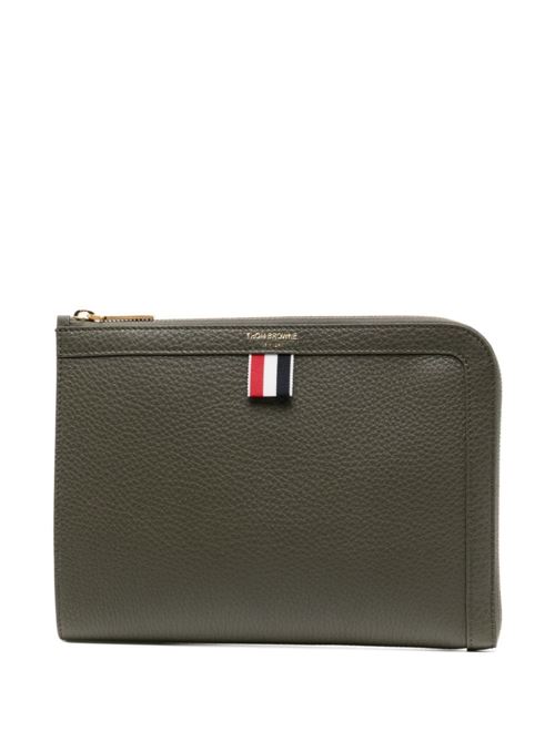 Dark green calf leather pouch THOM BROWNE | MAC072AL0090320